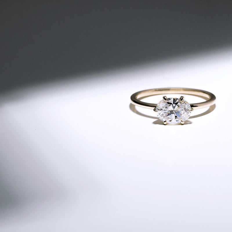 East West Oval Engagement Ring