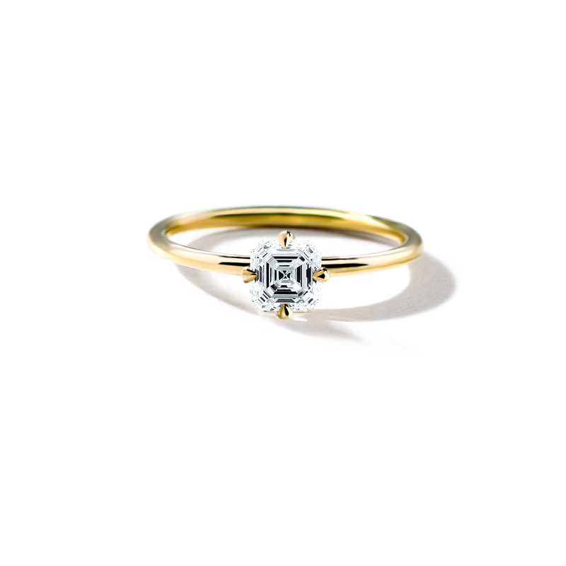 18K Yellow Gold Asscher Engagement Ring