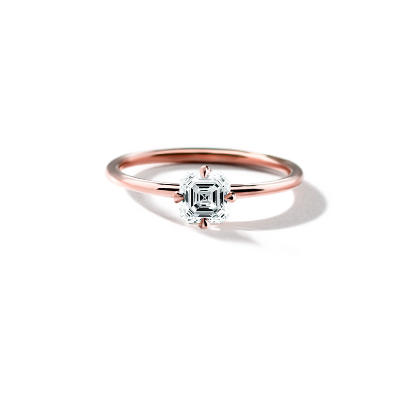 18K Rose Gold Asscher Engagement Ring