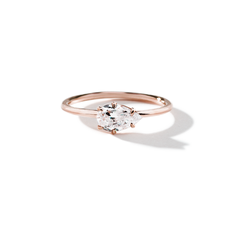 Pear 18K Rose Gold Engagement Ring East West