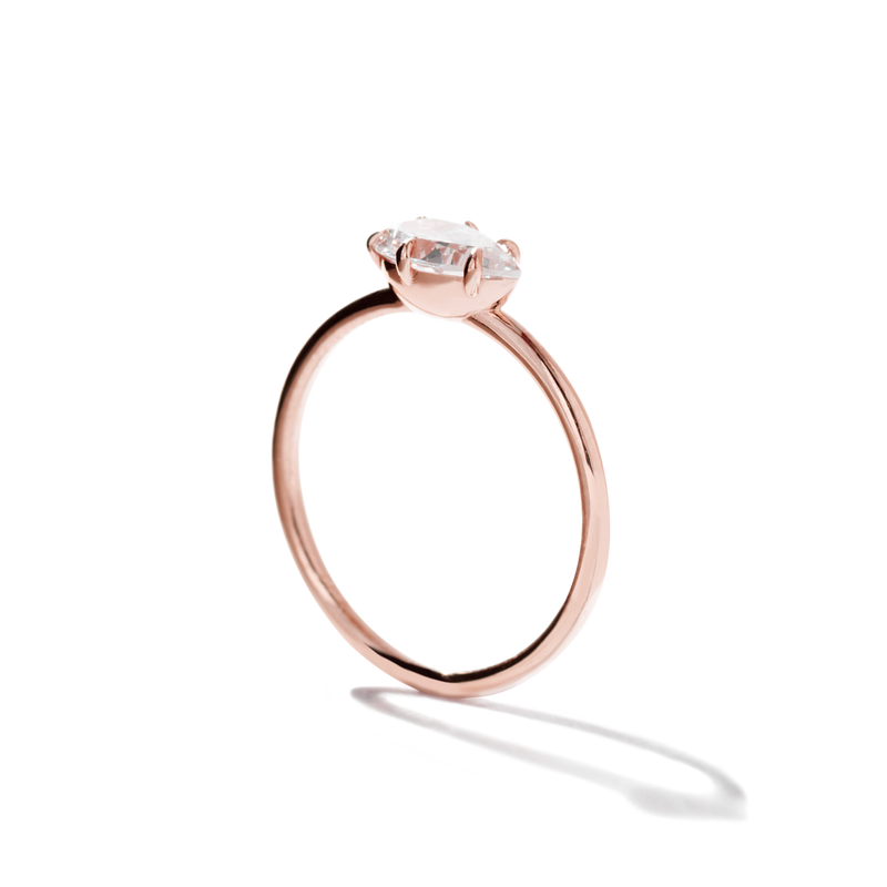 Pear 18K Rose Gold Engagement Ring East West