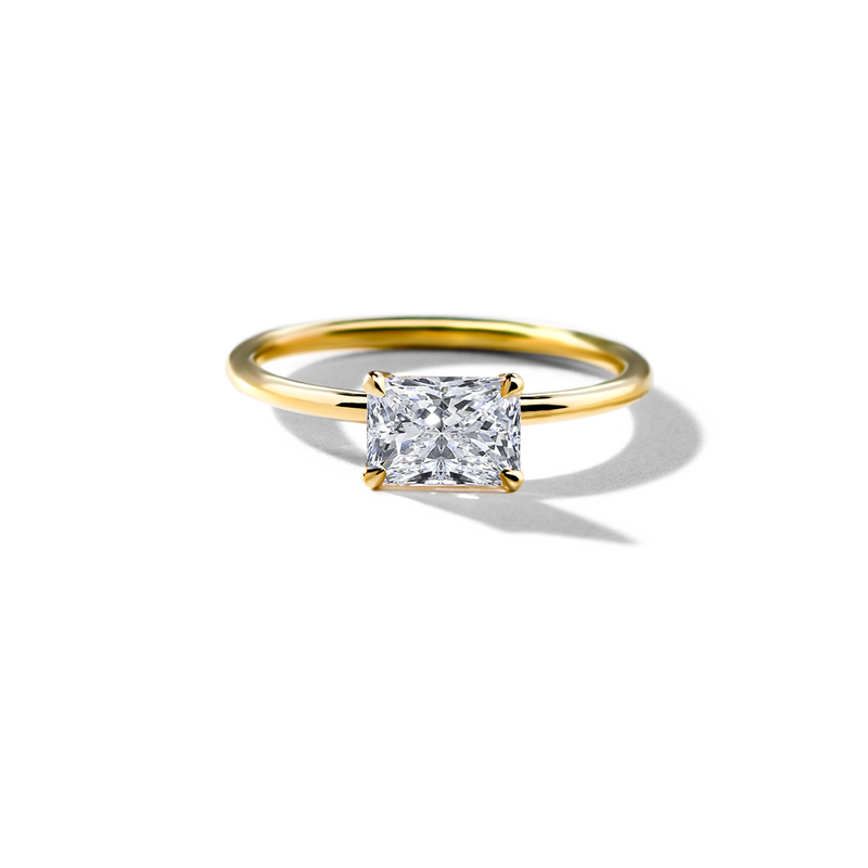 Radiant 18K Yellow Gold Engagement Ring East West