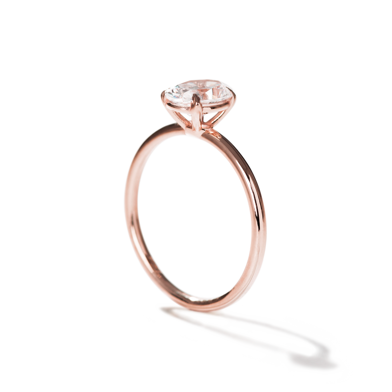 18K Rose Gold Prong Oval Diamond Engagement Ring