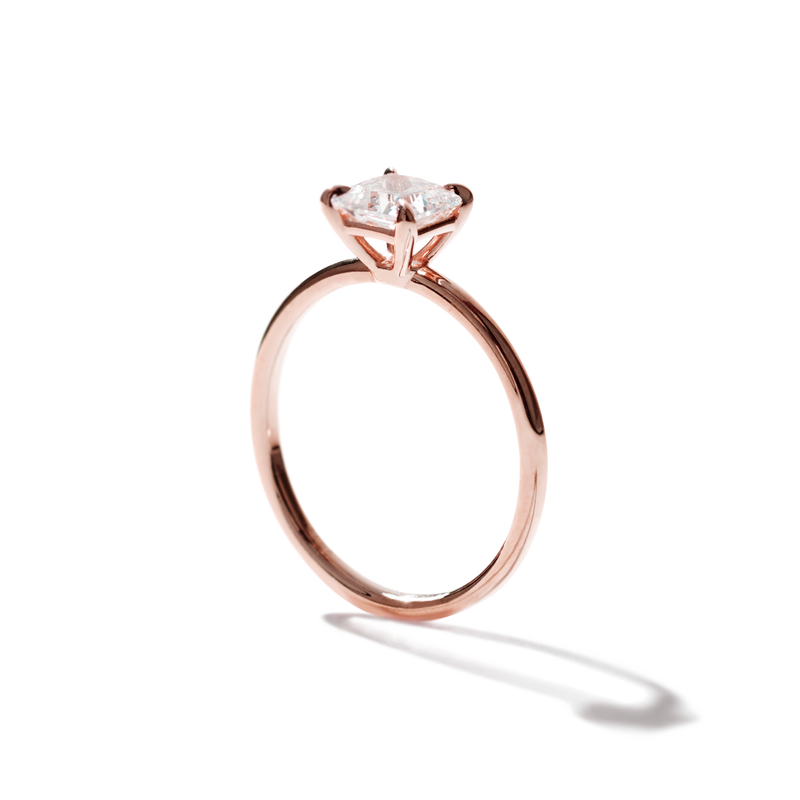 18K Rose Gold Princess Engagement Ring