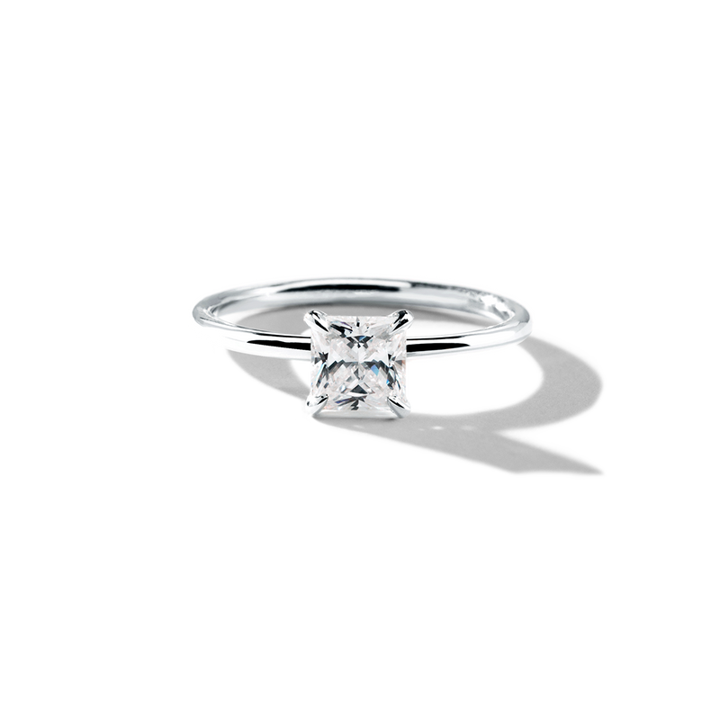 18K White Gold Platinum Princess Engagement Ring