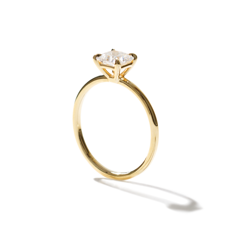 18K Yellow Gold Princess Engagement Ring