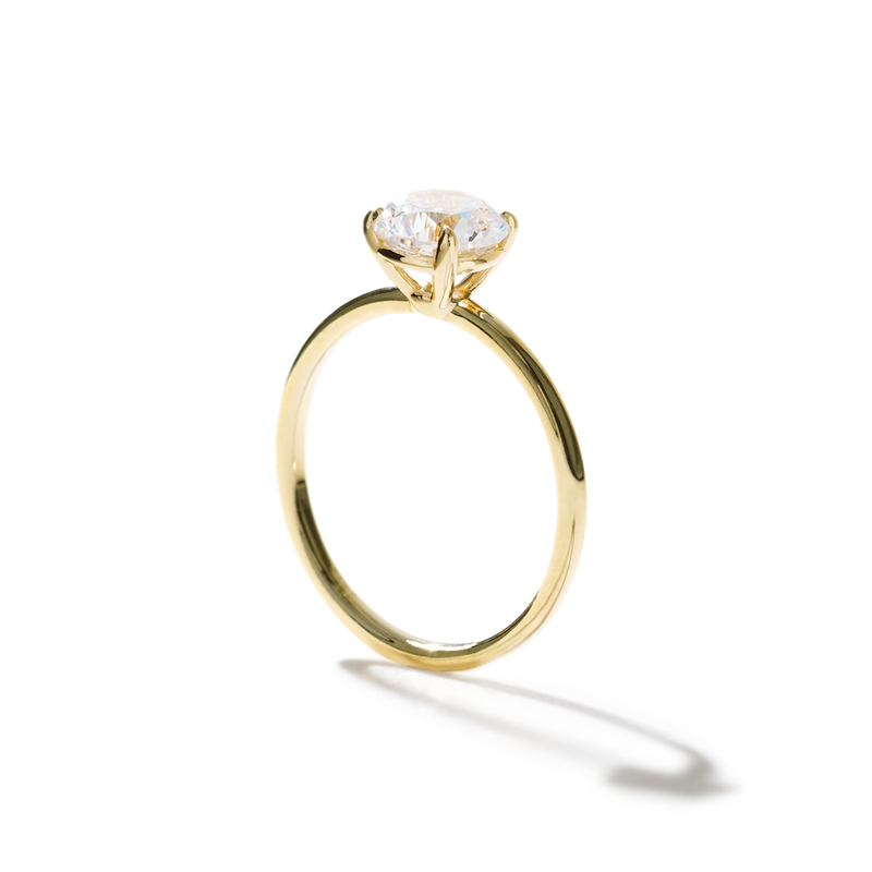 18K Yellow Gold Round Diamond Engagement Ring