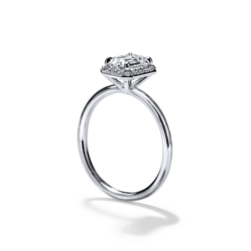 18K White Gold Platinum Emerald Halo Engagement Ring