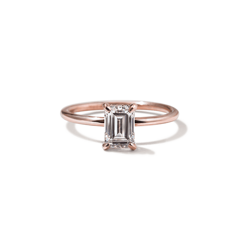 18K Rose Gold Emerald Engagement Ring