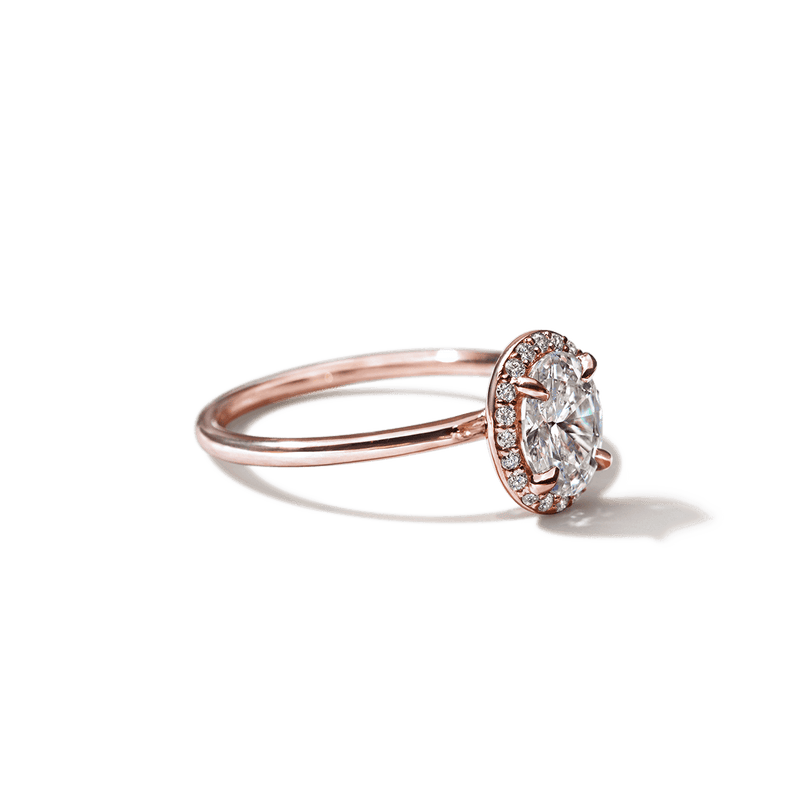 18K Rose Gold Oval Halo Engagement Ring