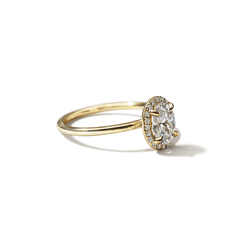 18K Yellow Gold Oval Halo Engagement Ring