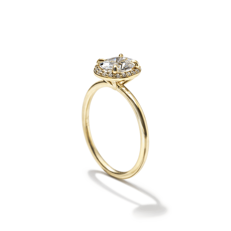 18K Yellow Gold Oval Halo Engagement Ring