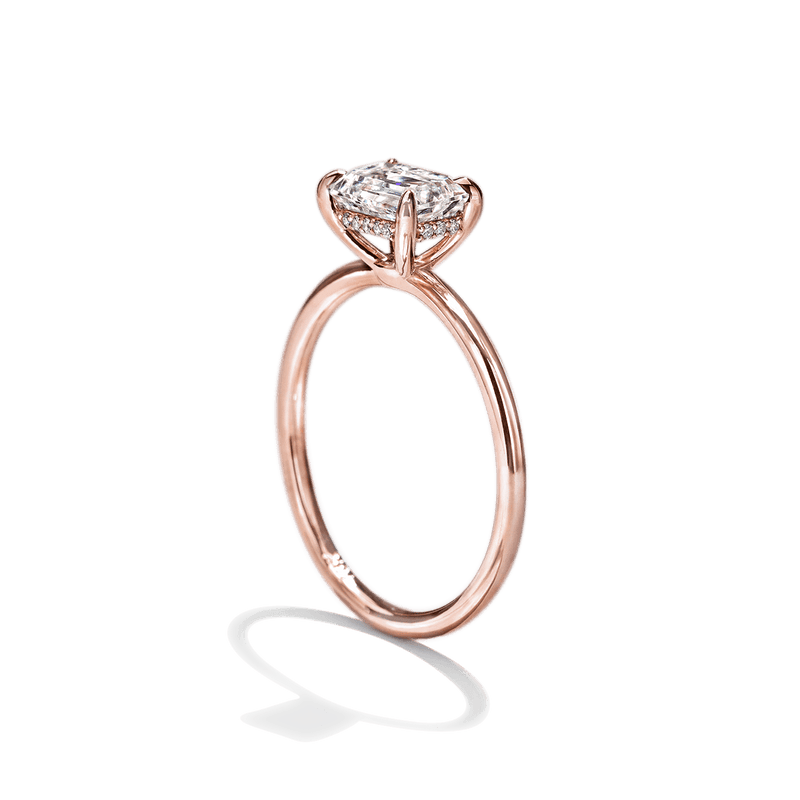 18K Rose Gold Emerald Engagement Ring