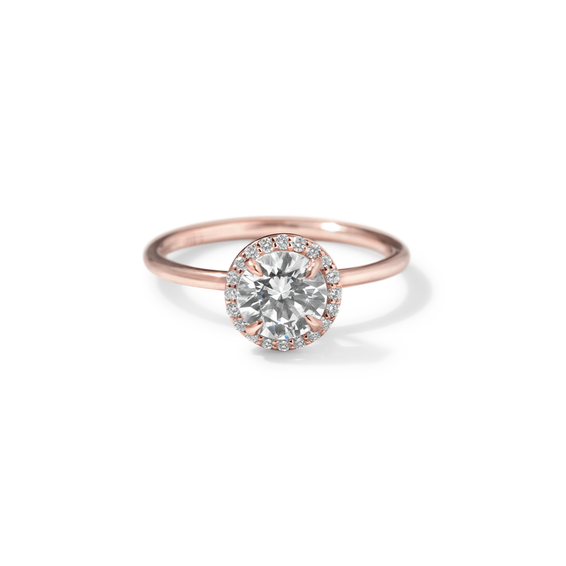 18K Rose Gold Round Halo Engagement Ring