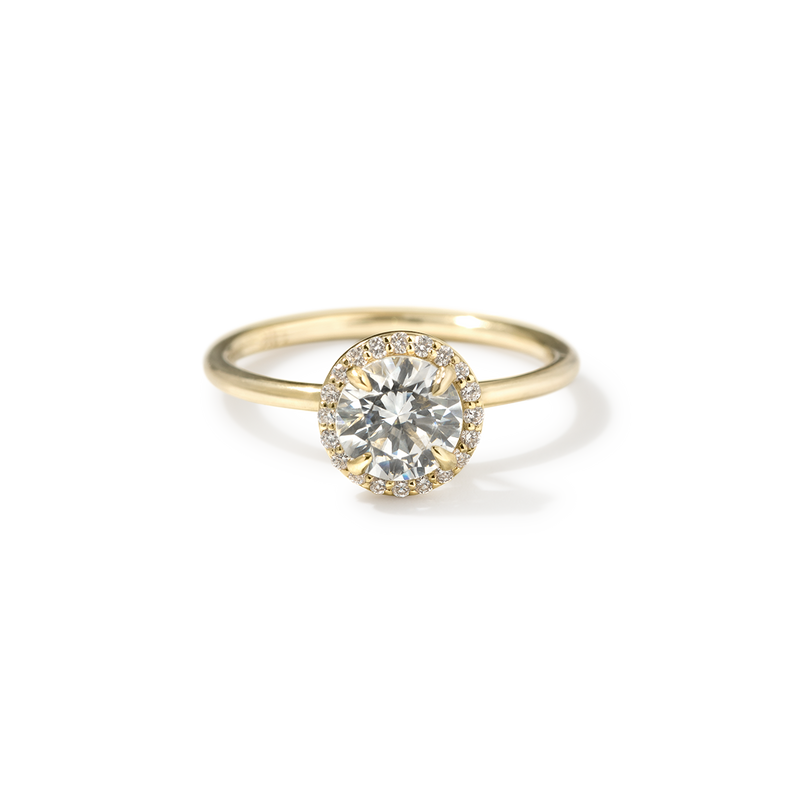 18K Yellow Gold Round Halo Engagement Ring