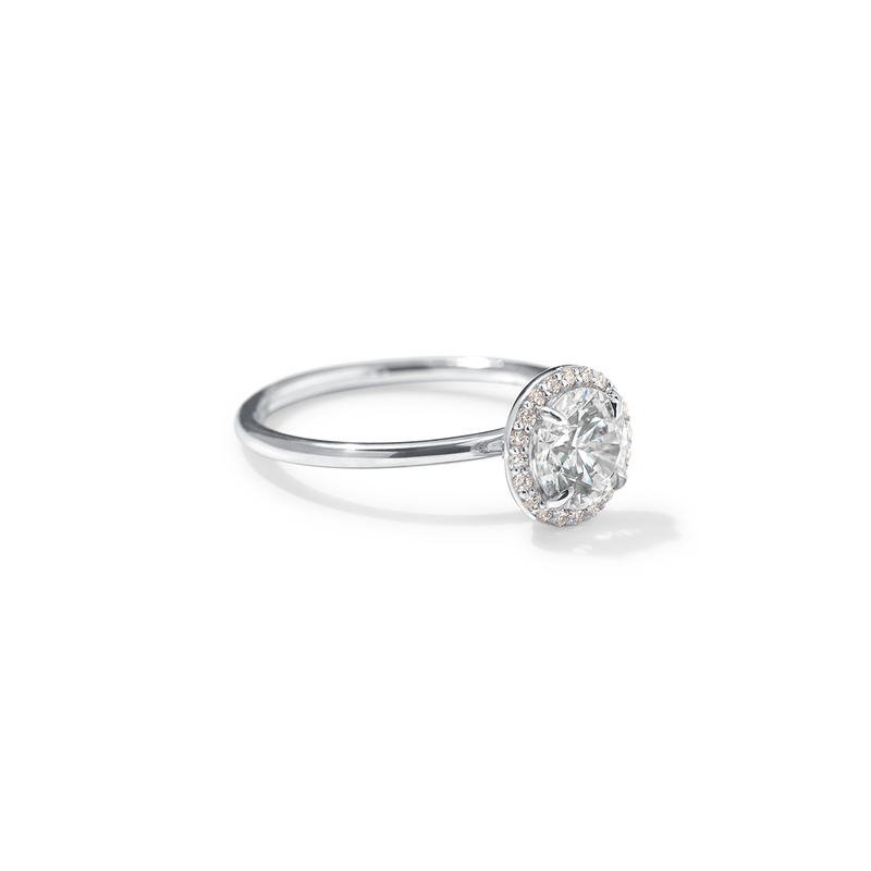 18K White Gold Platinum Round Halo Engagement Ring