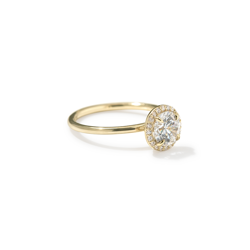 18K Yellow Gold Round Halo Engagement Ring