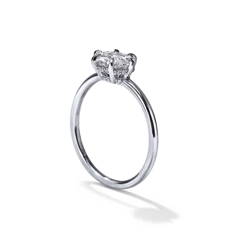 18K White Gold Platinum Oona Oval East West Hidden Halo Engagement Ring