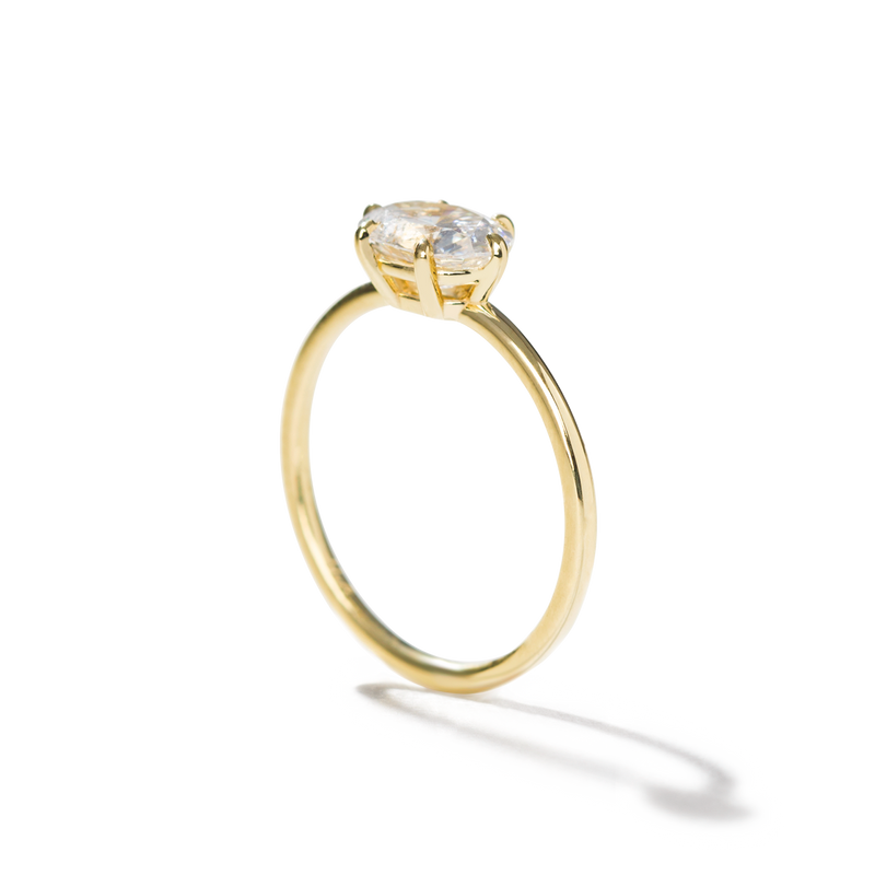 18K Yellow Gold Oval East West Engagement Ring