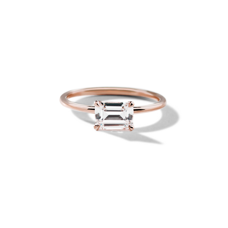 18K Rose Gold Emerald Engagement Ring
