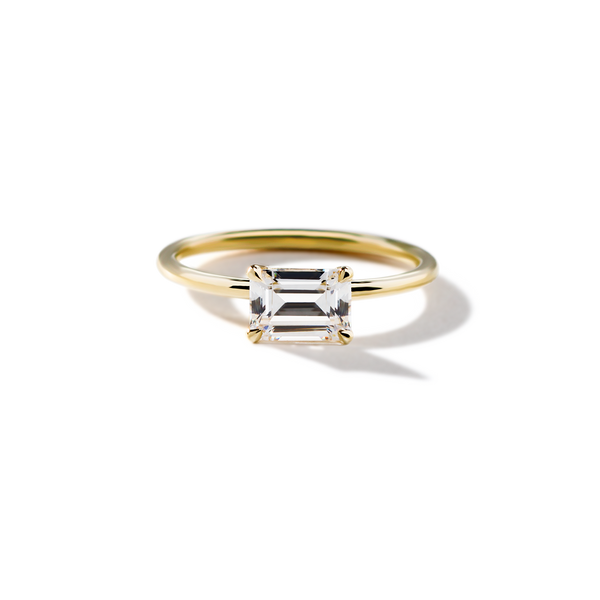 18K Yellow Gold Emerald Engagement Ring