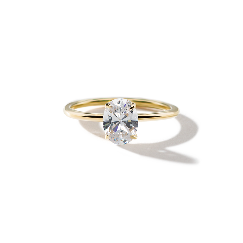 18K Yellow Gold Prong Oval Diamond Engagement Ring