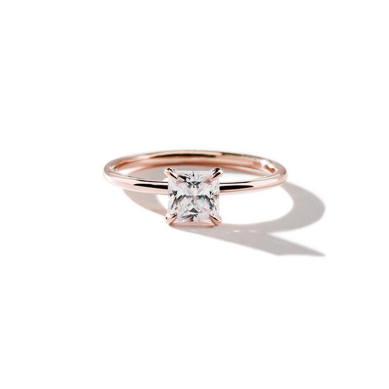 18K Rose Gold Princess Engagement Ring