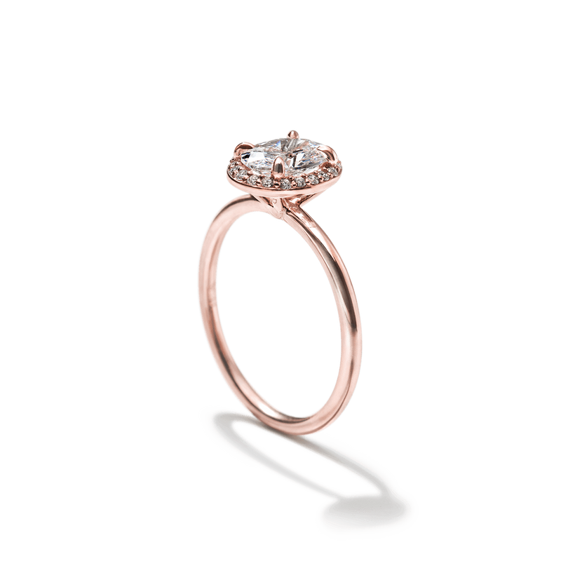 18K Rose Gold Oval Halo Engagement Ring