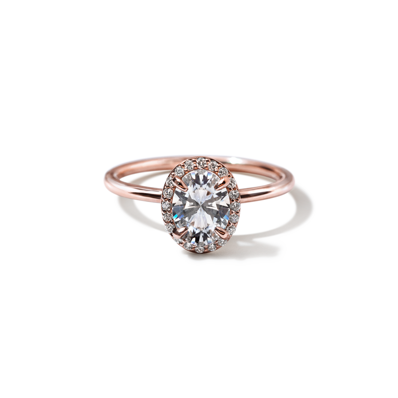 18K Rose Gold Oval Halo Engagement Ring