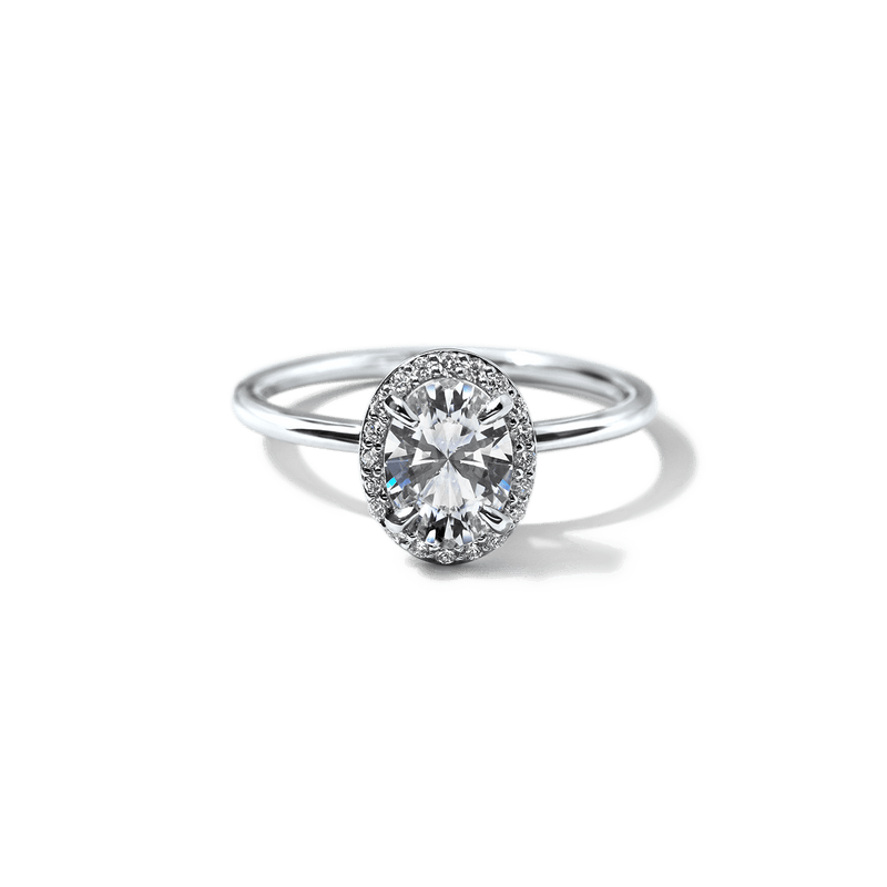 18K White Gold Platinum Oval Halo Engagement Ring