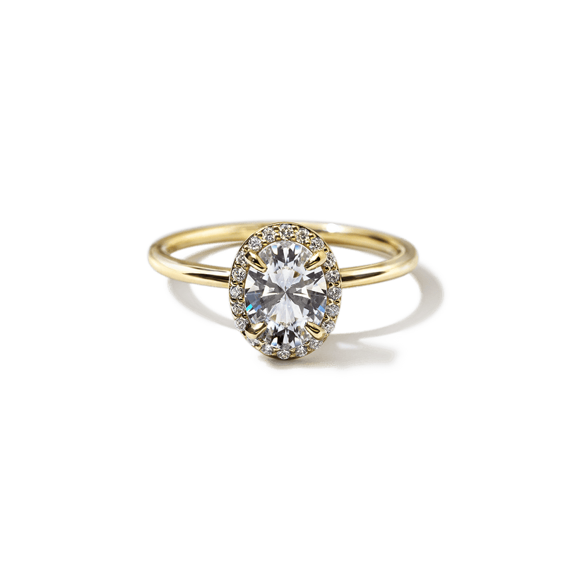 18K Yellow Gold Oval Halo Engagement Ring