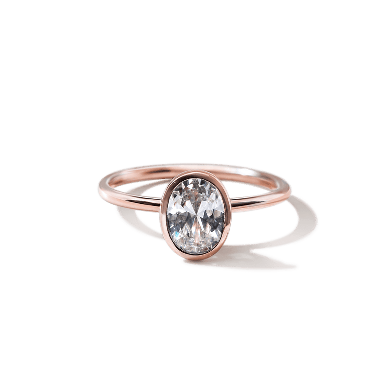 18K Rose Gold Bezel Oval Diamond Engagement Ring