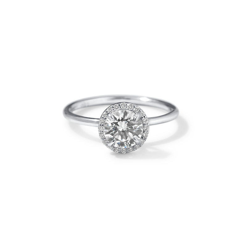 18K White Gold Platinum Round Halo Engagement Ring