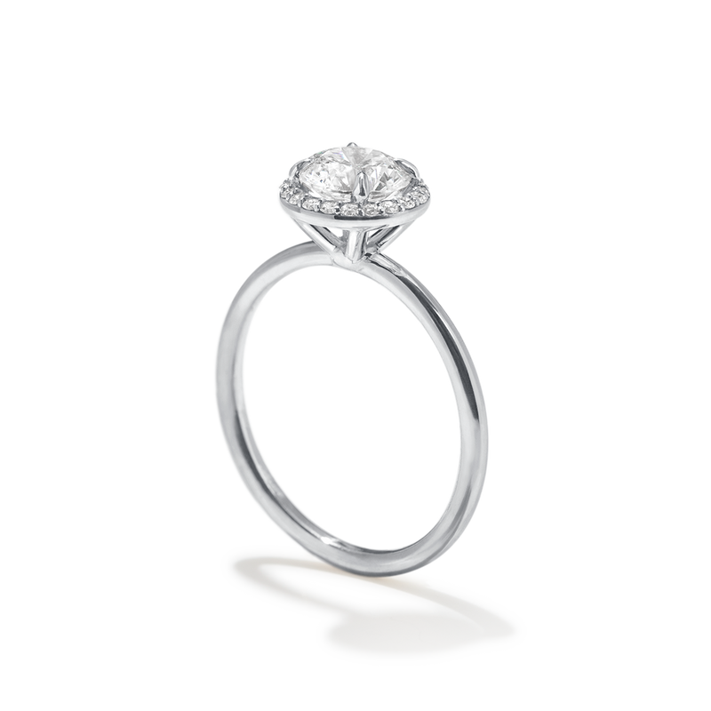 18K White Gold Platinum Round Halo Engagement Ring