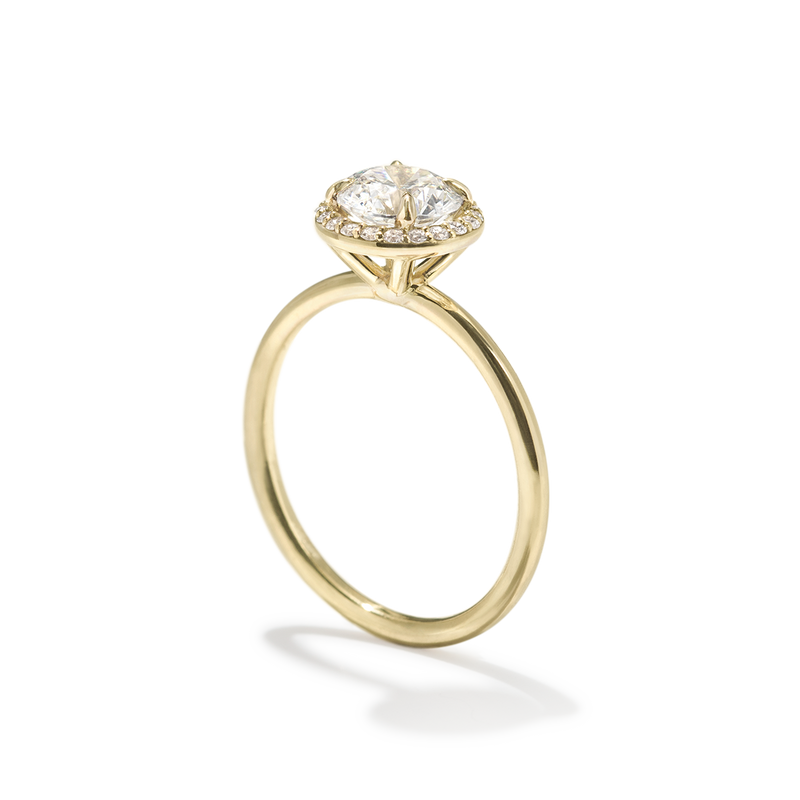 18K Yellow Gold Round Halo Engagement Ring