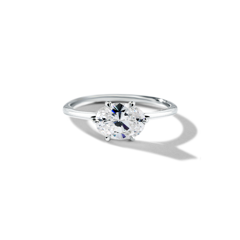 18K White Gold Platinum East West Oval Engagement Ring